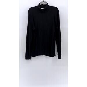 WEEKDAY Women's Black Rib Knit Mock-Neck Long Sleeve Casual Top SZ XL